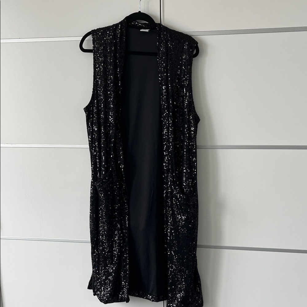 Show Stopping Black Sequin Duster/topper